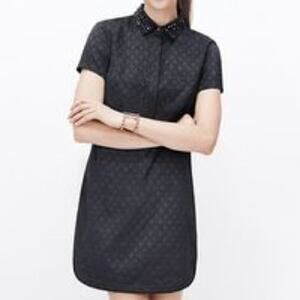 Ann Taylor Jacquard Black Dress with Embellished Collar Size 2
